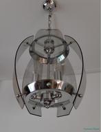 Vintage glas en chrome hanglamp, Minder dan 50 cm, Glas, Gebruikt, Ophalen of Verzenden