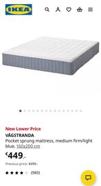 Ikea VÅGSTRANDA Pocket sprung mattress medium firm 160x200, Huis en Inrichting, Ophalen, Gebruikt, Tweepersoons, Matras