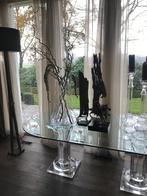 Prachtige design grote ovalen glazen eettafel glazen pilaar, Antiek en Kunst, Ophalen