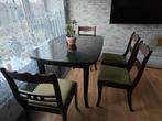 Uitschuifbare houten ettafel + 4 stoelen, Huis en Inrichting, Tafels | Eettafels, Ophalen, 50 tot 100 cm, Zo goed als nieuw, Vijf personen of meer