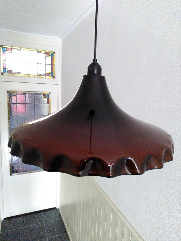 Vintage hanglamp Emaille groot, Huis en Inrichting, Lampen | Hanglampen, Gebruikt, Minder dan 50 cm, Metaal, Ophalen of Verzenden