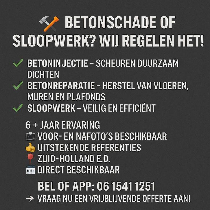 Betonschade of sloopwerk? Wij regelen het!, Diensten en Vakmensen, Klussers en Klusbedrijven