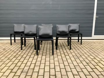 6x zwart lederen Cassina Cab stoelen Mario Bellini Topstaat! beschikbaar voor biedingen
