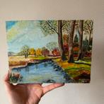 Klassiek Gesigneerd Vintage Olieverf Schilderijtje Kleurrijk, Ophalen of Verzenden