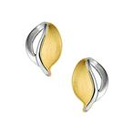 Gouden oorstekers bicolor - 14KRT geel- en witgoud, Nieuw, Ophalen of Verzenden, Knopjes of Stekers, Goud