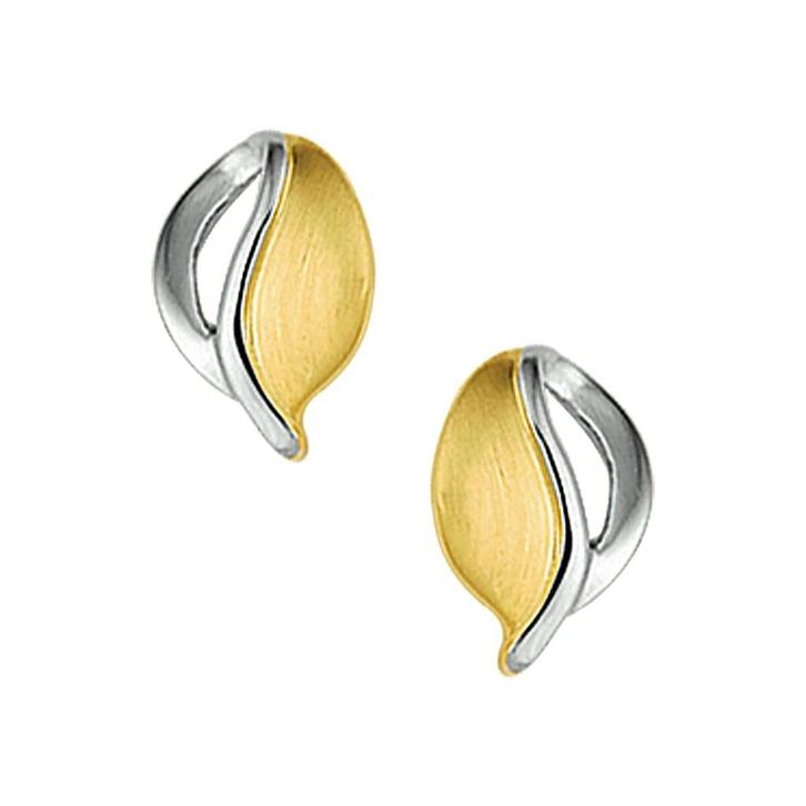 Gouden oorstekers bicolor - 14KRT geel- en witgoud, Sieraden, Tassen en Uiterlijk, Oorbellen, Nieuw, Knopjes of Stekers, Goud