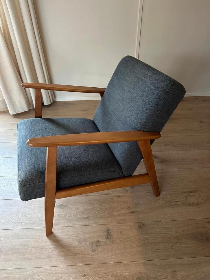 Ikea Ekenaset Fauteuil - donkergrijs, Huis en Inrichting, Fauteuils, Gebruikt, Hout, Stof, 50 tot 75 cm, 75 tot 100 cm, Ophalen