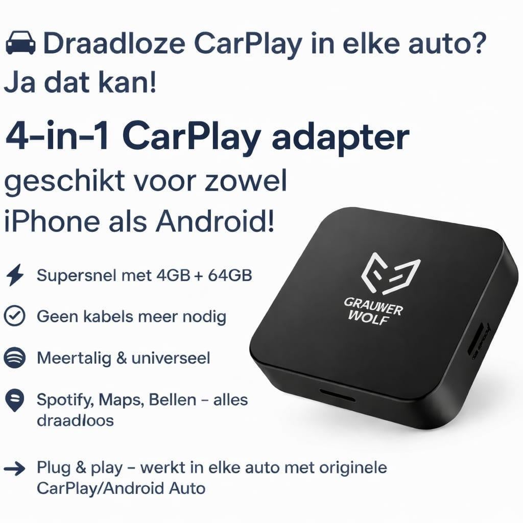 Draadloze CarPlay & Android Auto Dongle  YouTube, Netflix, Xlparts01@outlook.com, Nieuw, Ophalen of Verzenden, XLParts