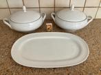2x witte soepterrine regout terinne + serveerschaal Scherzer, Antiek en Kunst, Antiek | Servies los, Ophalen of Verzenden