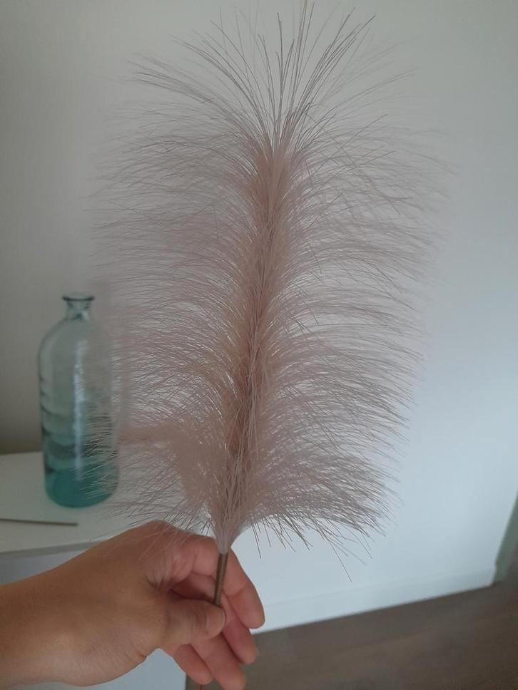 Te koop 2x izgs Taupe pluimen kunststof, Huis en Inrichting, Woonaccessoires | Droogbloemen, Nieuw, Ophalen of Verzenden