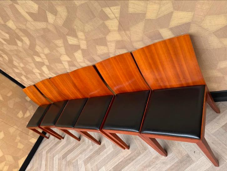 6x Arco flex chair, Huis en Inrichting, Stoelen, Gebruikt, Vijf, Zes of meer stoelen, Leer, Zwart, Ophalen of Verzenden