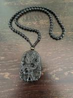 Obsidiaan ketting met draak hanger vulkanisch glas, Verzenden