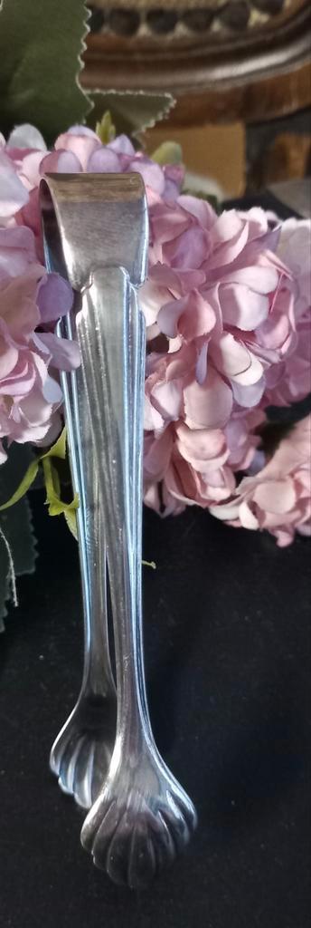 Mooie verzilverde klontjes/suikertang, gemerkt D.E. 90 H.H. beschikbaar voor biedingen