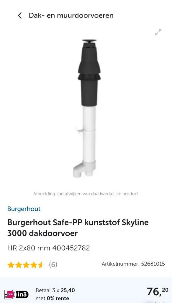Burgerhout Safe-PP Dakdoorvoer 2x80mm - Nieuw, Doe-het-zelf en Verbouw, Buizen en Afvoer, Nieuw, Afvoer, Pvc, 60 tot 80 mm, Ophalen