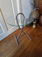 Rolf Benz Glazen Bijzettafel met Metalen Onderstel, Antiek en Kunst, Ophalen