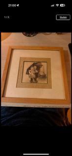 Oude 3D prent Ot en Sien in houten lijst, Antiek en Kunst, Ophalen