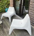 Twee kunststof tuinstoelen (licht grijs), Ophalen, Gebruikt, Kunststof