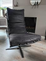 Stoere draaifauteuil van donkergrijs leder, Ophalen, Zo goed als nieuw, Leer, 75 tot 100 cm