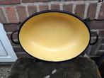 Geel zwarte emaille grote schaal., Antiek en Kunst, Antiek | Emaille, Ophalen of Verzenden