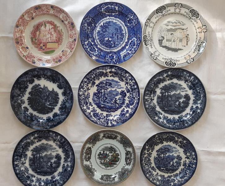 Regout delftsblauwe wandborden (9x): Orient Sana Montagne, Antiek en Kunst, Antiek | Wandborden en Tegels, Ophalen of Verzenden