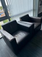 Bruine lederen stoelen, Eenpersoons, 75 tot 100 cm, Ophalen of Verzenden, Zo goed als nieuw