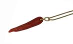 Bloedkoraal antiek pegel druppel ketting hanger 18k goud, Sieraden, Tassen en Uiterlijk, Antieke sieraden, Ophalen of Verzenden