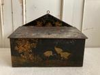 Brocante metalen poetsdoos GLIM / met kraanvogels, Ophalen of Verzenden