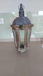 Windlicht (als tafel-, hang- of op steel lamp), Ophalen of Verzenden, Zo goed als nieuw, Hout, 25 tot 50 cm