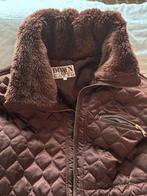 Winterjas Gevoerd Bruin met nepbont kraag en mouwen. Maat L, Maat 52/54 (L), Bruin, Ophalen of Verzenden, Zo goed als nieuw