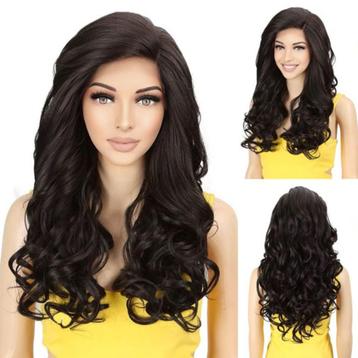 Luxe lace front pruik lang krullend haar chocobruin beschikbaar voor biedingen