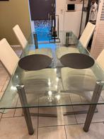 Glazen eettafel - Italiaans design - 200x90 cm, Huis en Inrichting, Ophalen, Gebruikt, 50 tot 75 cm, Italiaans design met gebogen randen.