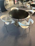 SET Ronde tafel diameter 100xH76 cm met 4 kantinestoelen, Huis en Inrichting, 50 tot 100 cm, Rond, Gebruikt, Metaal