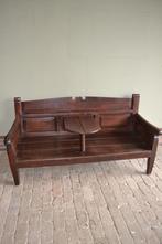 Prachtige antieke eiken houten verandabank, stationsbank, Gebruikt, Verzenden, 3 zitplaatsen, Loungeset