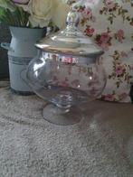 Ronde glazen pot met zilveren deksel, Schaal, Rond, Ophalen of Verzenden, Glas