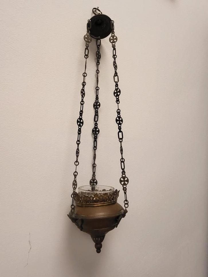 Koperen Hanglamp Waxinelichthouder, Antiek en Kunst, Antiek | Lampen, Ophalen of Verzenden