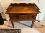Antiek Houten Tafeltje met Lade en Houtsnijwerk, Ophalen