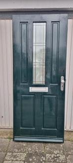 Zware massieve hardhouten voordeur met glas in lood, Ophalen