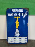 Emaille bord erkend waterfitter, Verzamelen, Merken en Reclamevoorwerpen, Ophalen of Verzenden, Gebruikt, Reclamebord