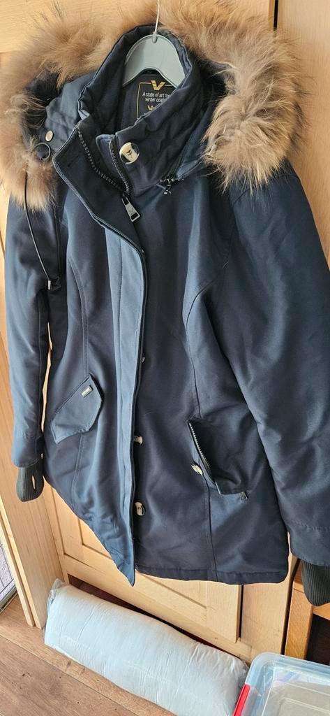 winter jas Versano met nep bontkraag maat L, Kleding | Dames, Jassen | Winter, Zo goed als nieuw, Blauw, Ophalen of Verzenden