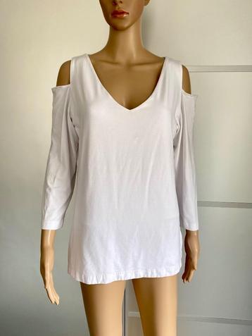 H598 Juffrouw Jansen maat 42=L top t-shirt wit beschikbaar voor biedingen