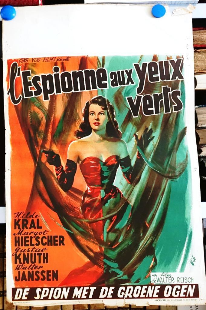 Filmposter L'espionne aux yeux verts / De spion met de groen, Verzamelen, Posters, Gebruikt, Film en Tv, A1 t/m A3, Ophalen of Verzenden