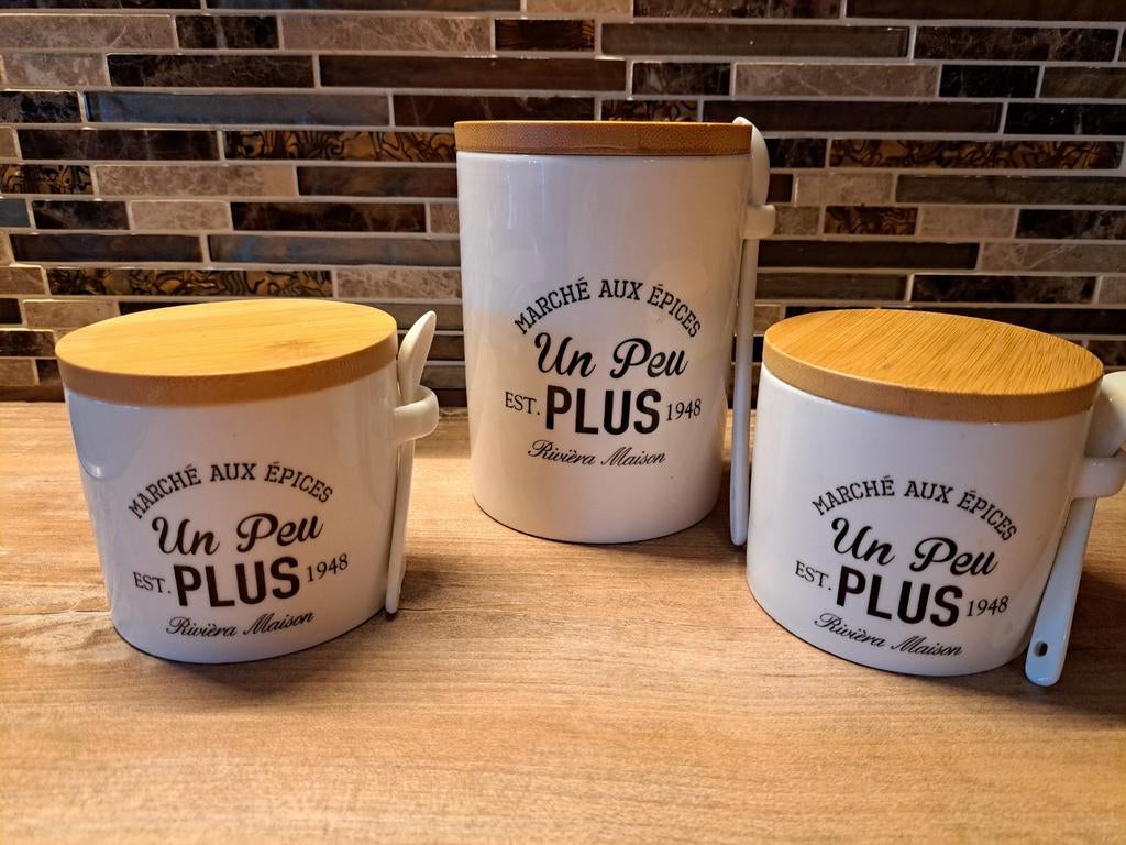 Voorraad potjes riviera maison, Ophalen of Verzenden, Zo goed als nieuw, Glas, Pot, Bus of Blik