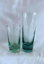 Groen Glas 2 glazen dikke bodem € 7,50 p/s samen € 12 Glazen, Antiek en Kunst, Antiek | Glas en Kristal, Ophalen