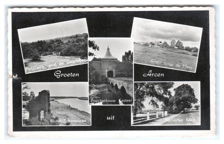 Arcen, Groeten uit Arcen. Lees beschrijving. Opruimingskaart, Verzamelen, Ansichtkaarten | Nederland, Gelopen, Limburg, 1940 tot 1960