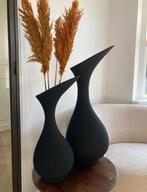 Vaas Olivia Ruw Aluminium Zwart Medium, 50 tot 75 cm, Zwart, Veens Living, Nieuw