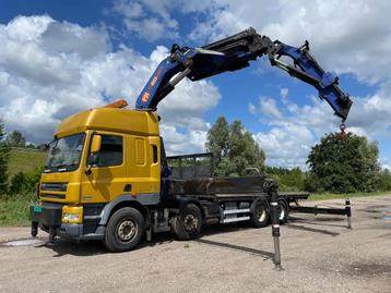 DAF CF 85.410 PM 80 crane laadkraan met jib en frontstempels beschikbaar voor biedingen