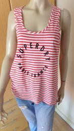 SUPERDRY top rood/wit streepjes top 40, Maat 38/40 (M), Overige kleuren, Zonder mouw, Gedragen
