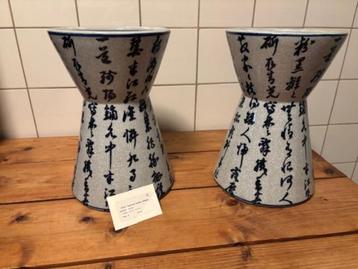 Vaas 2x diabolo "delfts" blauw Eichholtz 2 vazen beschikbaar voor biedingen