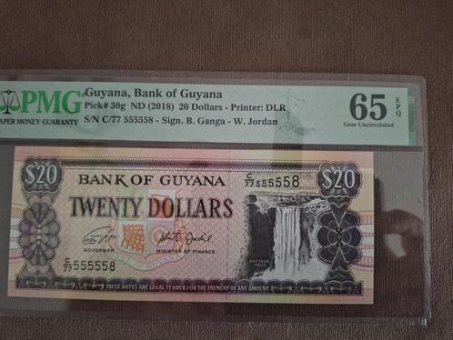 20 dollar Guyana 2018 PMG 65, Postzegels en Munten, Bankbiljetten | Azië, Midden-Oosten, Ophalen of Verzenden