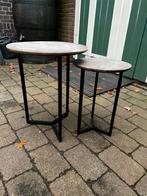 Set van 2 ronde bijzet tafeltjes, Huis en Inrichting, Ophalen, Minder dan 45 cm, Minder dan 55 cm, Gebruikt